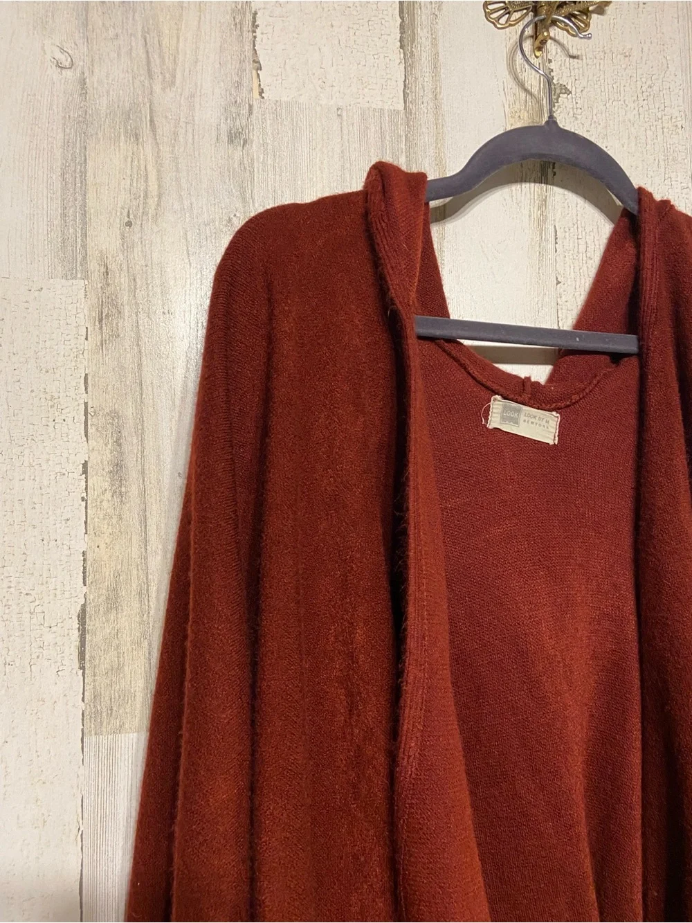 Look By M New York Burgundy Fringe Hooded Shawl Poncho